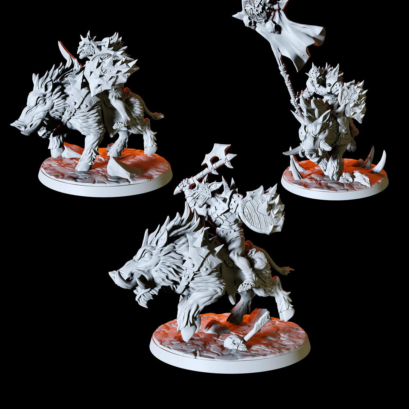Three Hobgoblin Worg Riders Miniature for Dungeons and Dragons, Pathfinder or other TTRPGs