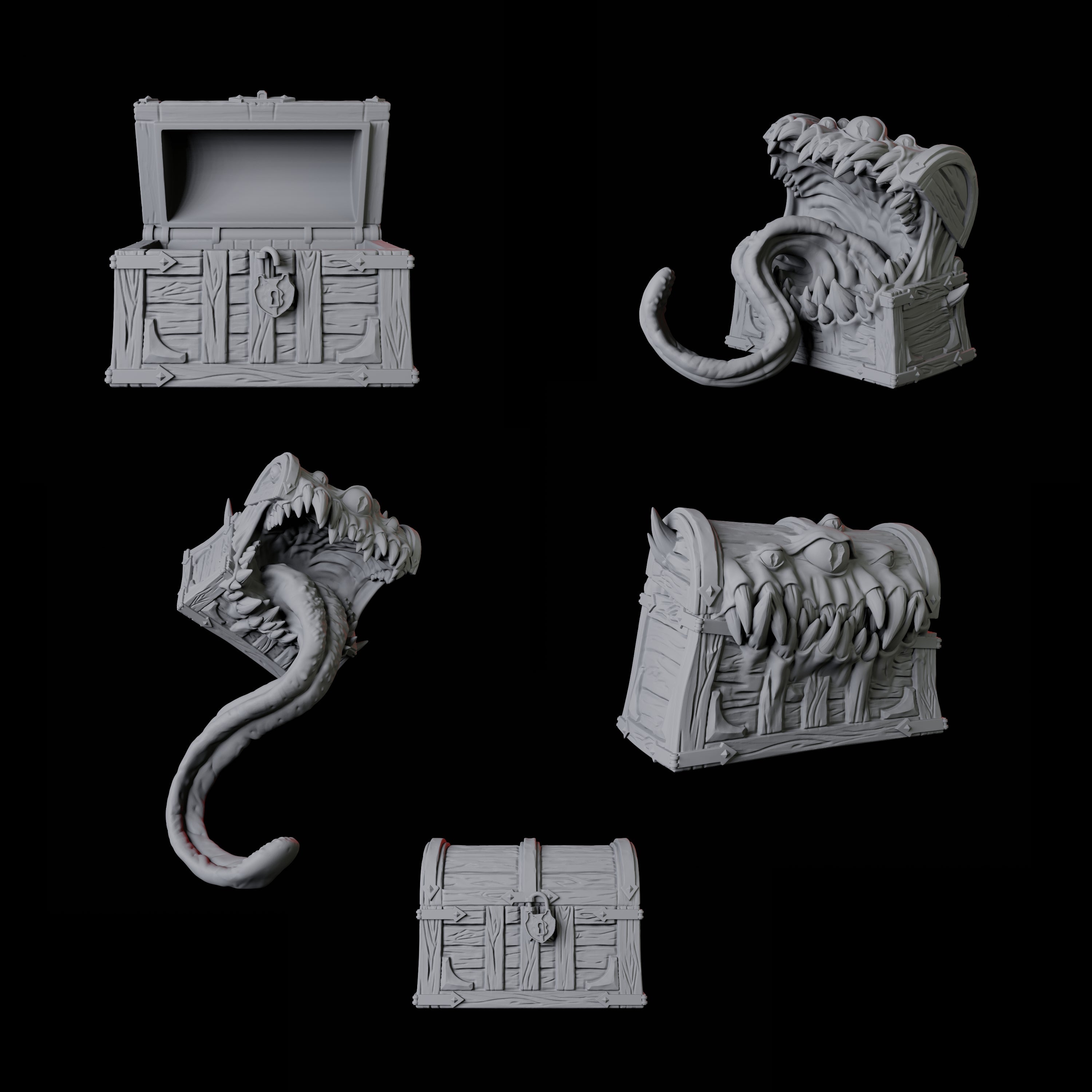 Treasure Chest and Mimics Miniature for Dungeons and Dragons, Pathfinder or other TTRPGs