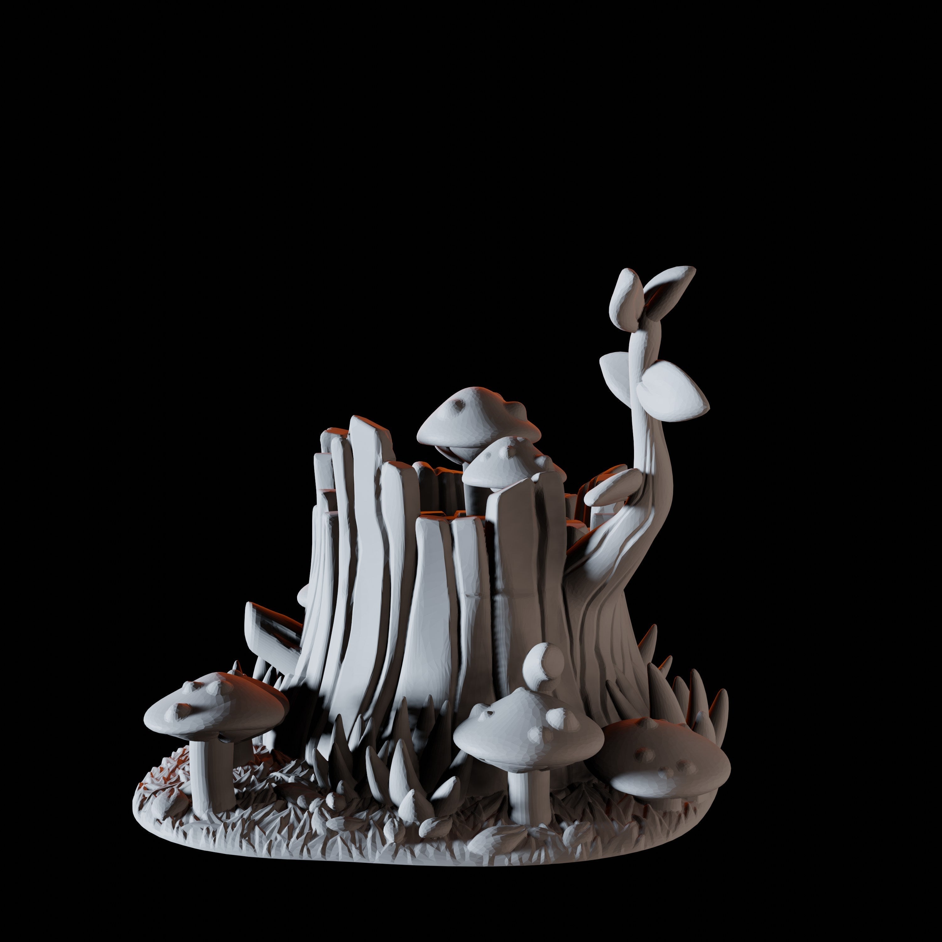 Tree Stump with Mushrooms - Forest Scatter Terrain Miniature for Dungeons and Dragons - Myth Forged