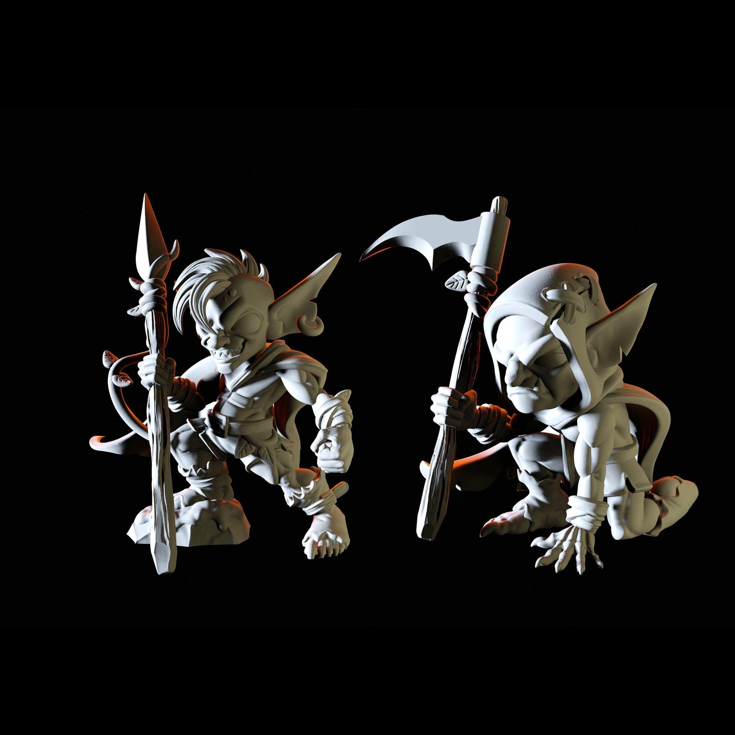 Two Forest Goblins Miniature for Dungeons and Dragons, Pathfinder or other TTRPGs