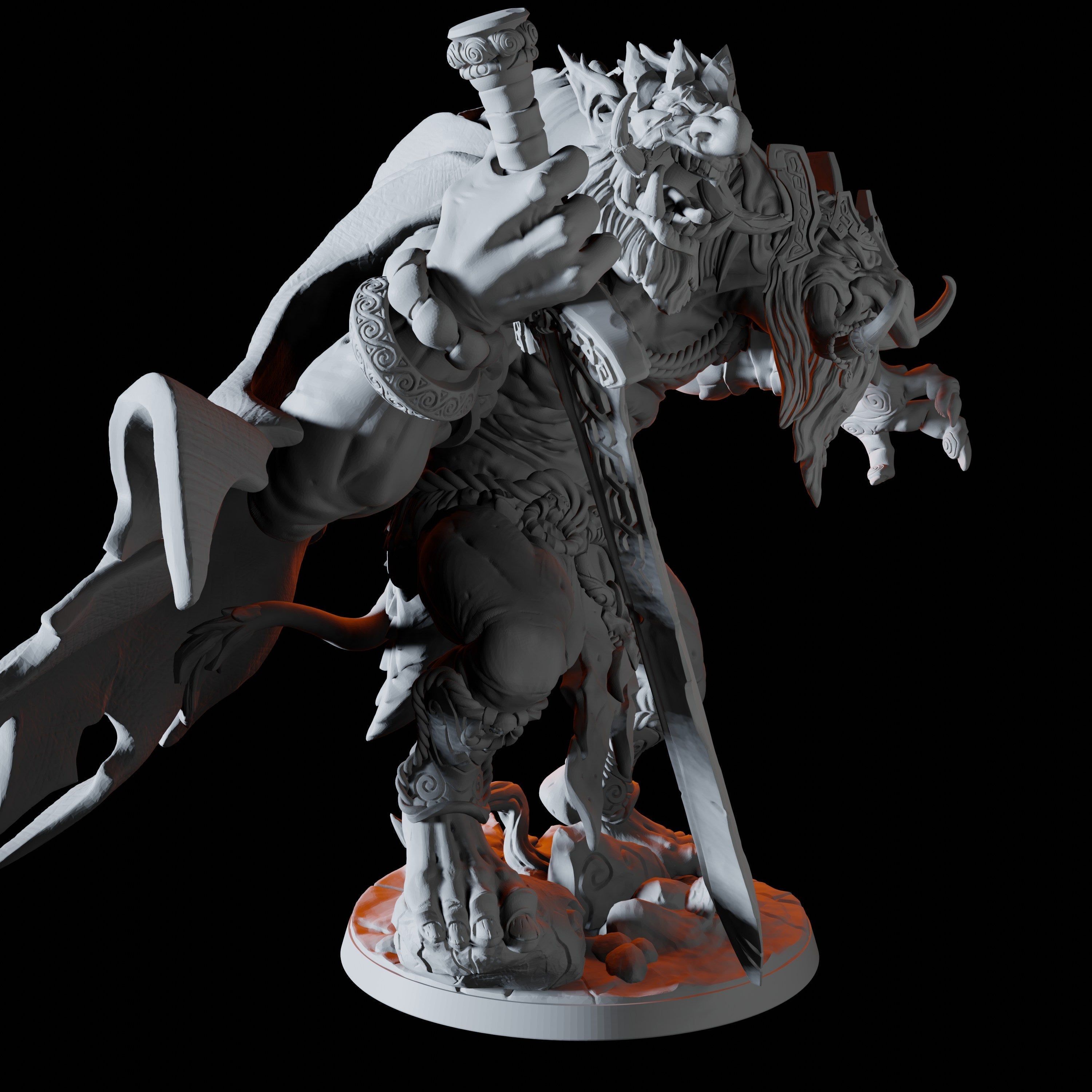 Two Headed Troll Warchief Miniature for Dungeons and Dragons - Myth Forged