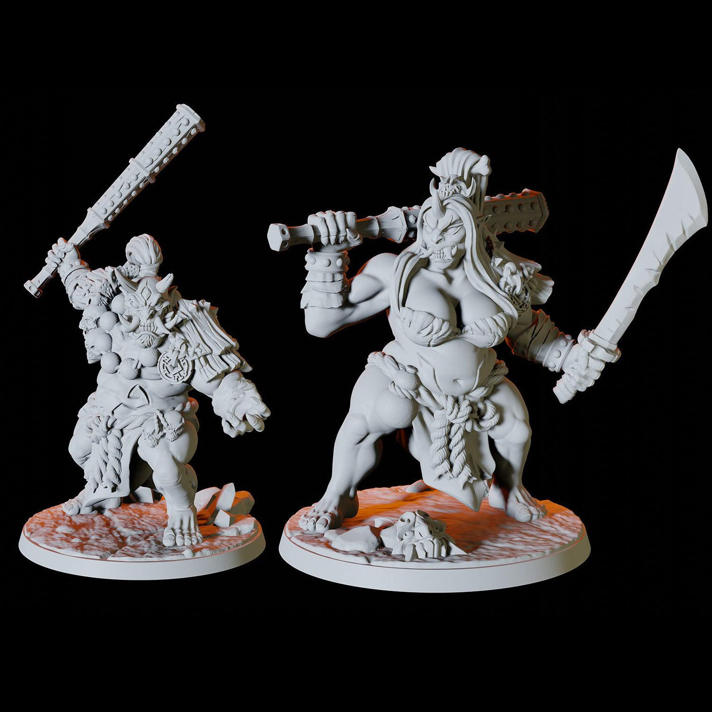 Two Japanese Inspired Ogres Miniature for Dungeons and Dragons, Pathfinder or other TTRPGs
