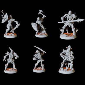 Undead Skeleton Army - Six Soldiers Miniature for Dungeons and Dragons, Pathfinder or other TTRPGs