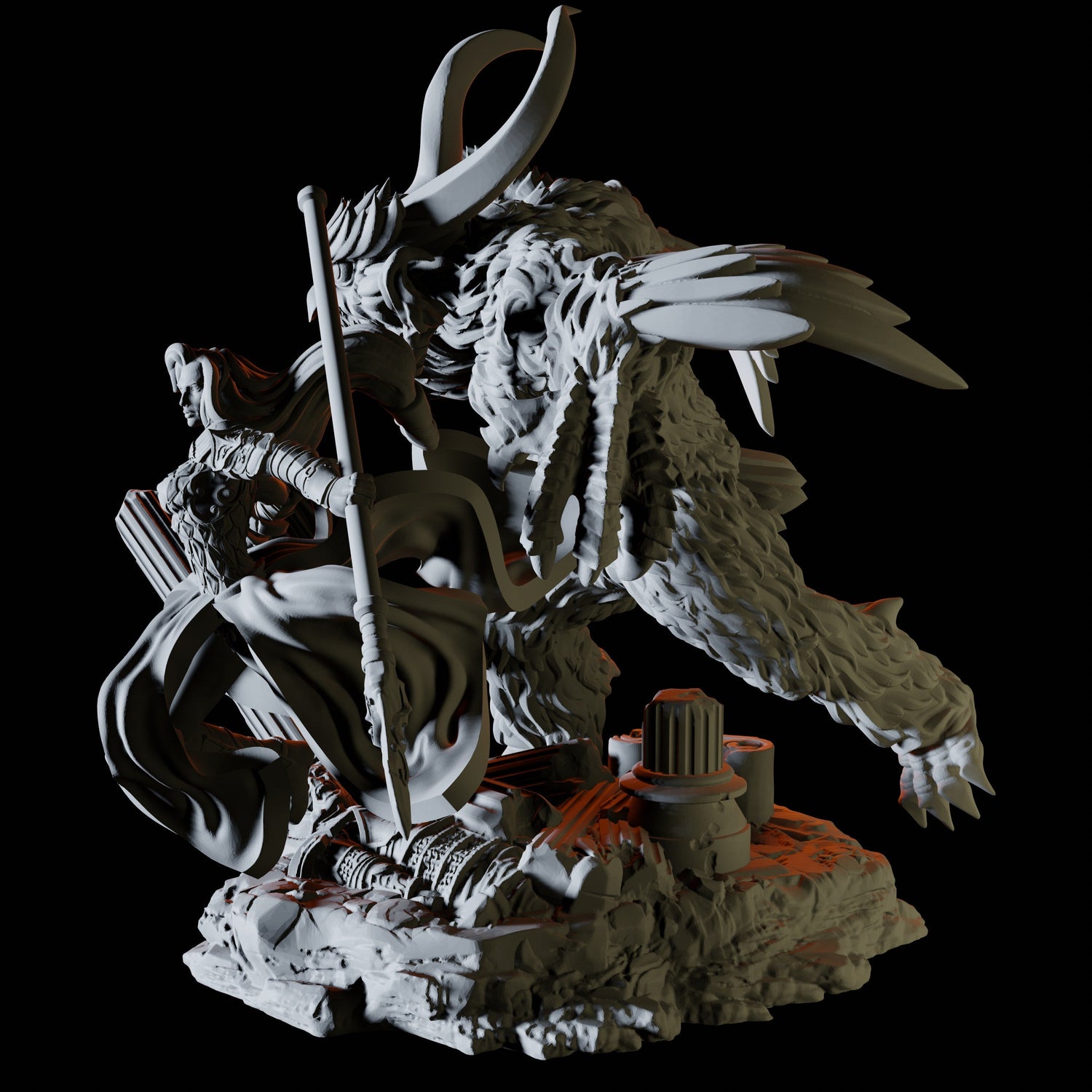 Warrior with Owlbear Companion Miniature for Dungeons and Dragons, Pathfinder or other TTRPGs