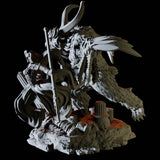 Warrior with Owlbear Companion Miniature for Dungeons and Dragons, Pathfinder or other TTRPGs