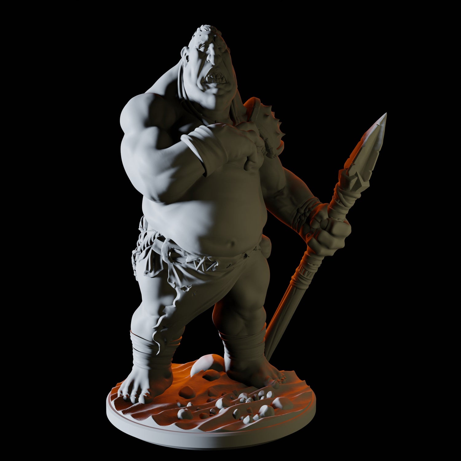Worried Ogre Miniature for Dungeons and Dragons, Pathfinder or other TTRPGs