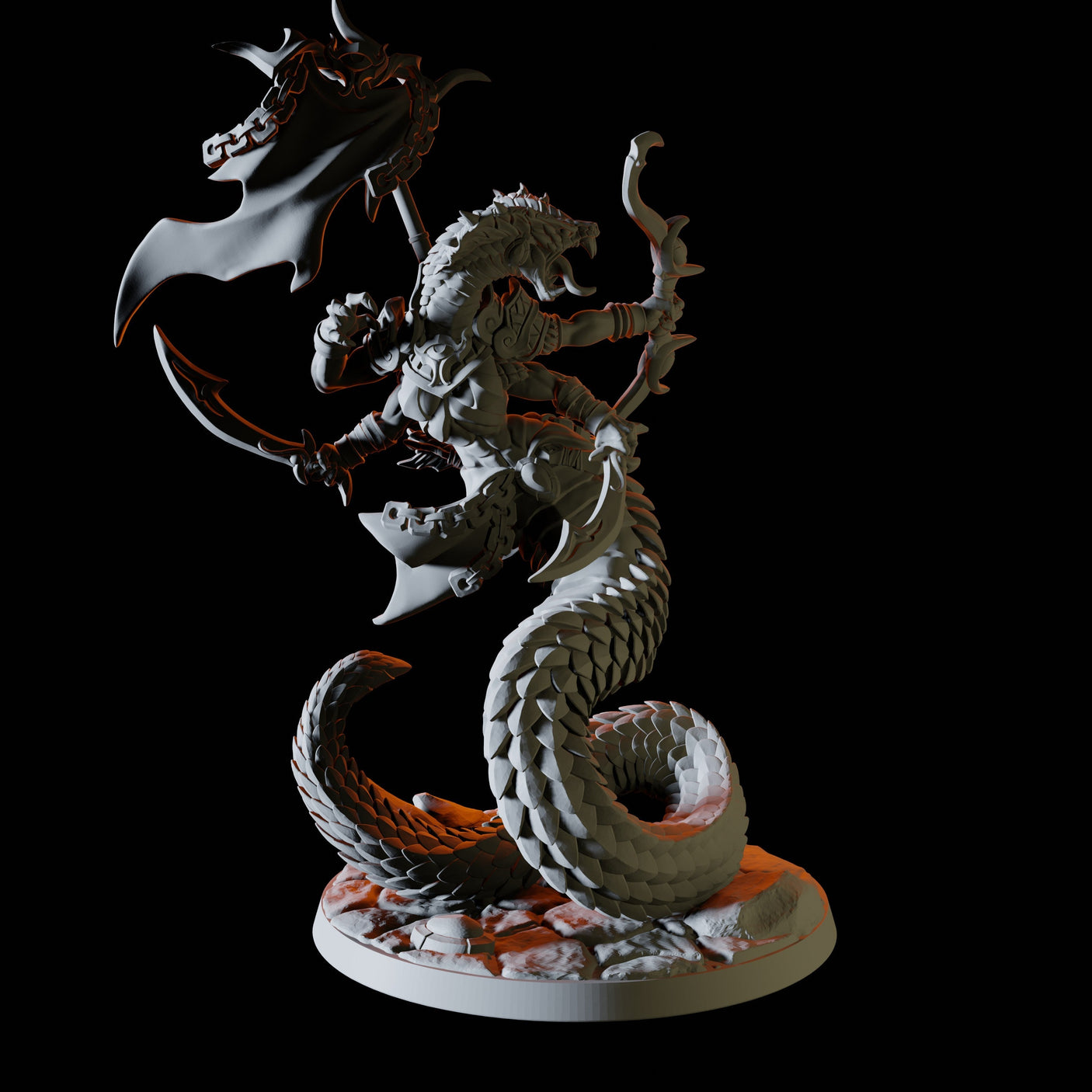 Yuan-Ti Abomination Battlemaster Miniature for Dungeons and Dragons, Pathfinder or other TTRPGs