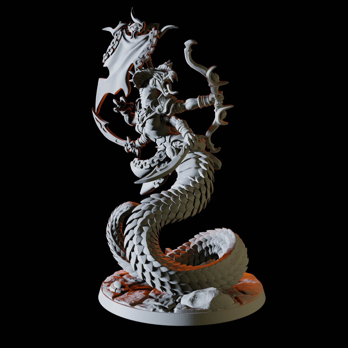Yuan-Ti Abomination Battlemaster Miniature for Dungeons and Dragons, Pathfinder or other TTRPGs