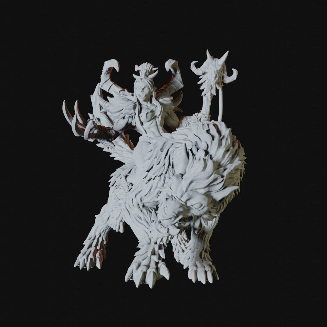Orc Shaman on Worg Miniature for Dungeons and Dragons - Myth Forged