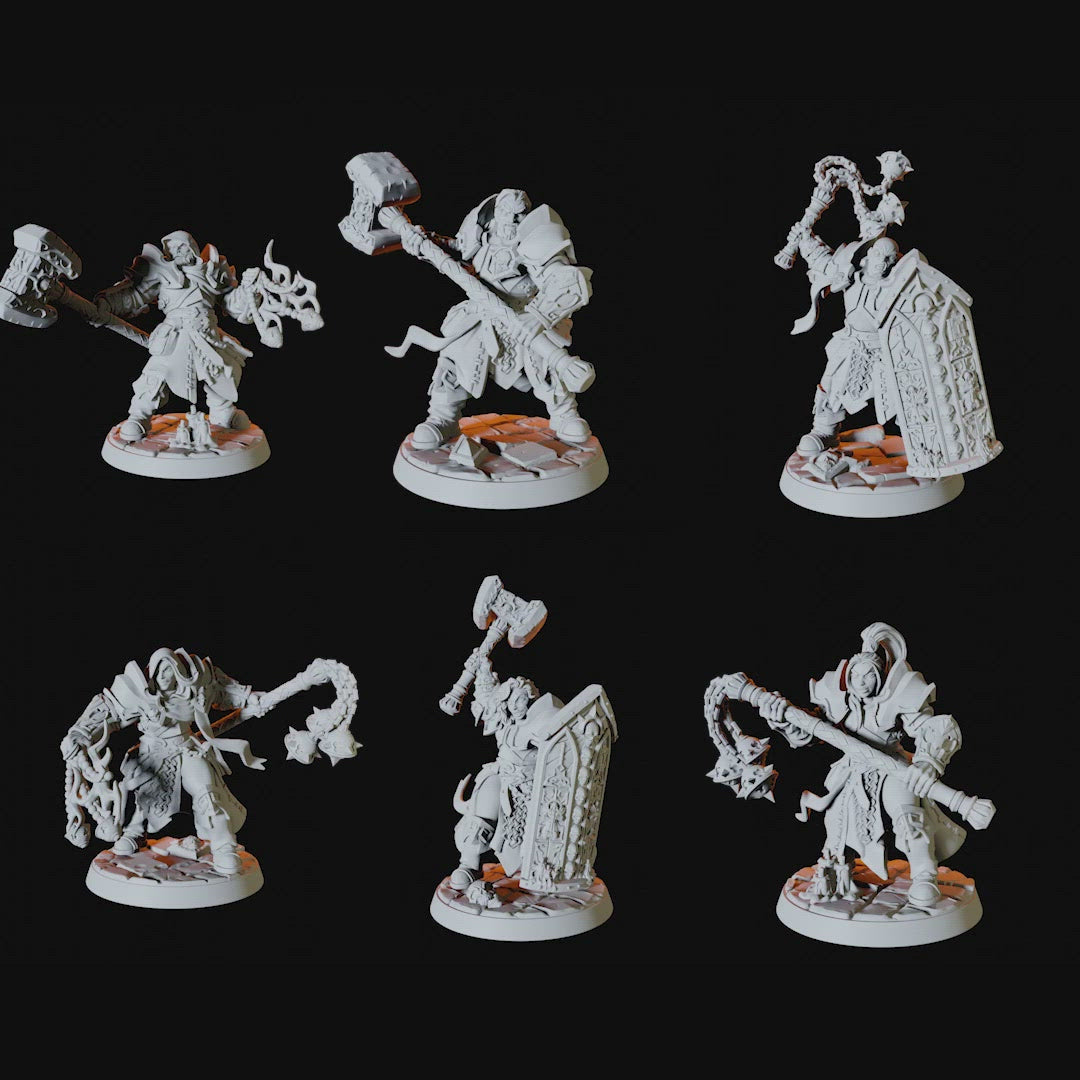 Six Human Paladin Miniatures for Dungeons and Dragons - Myth Forged
