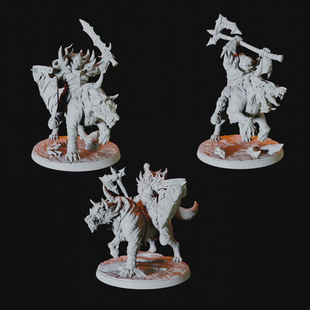 Three Frost Orc Worg Riders Miniatures for Dungeons and Dragons - Myth Forged
