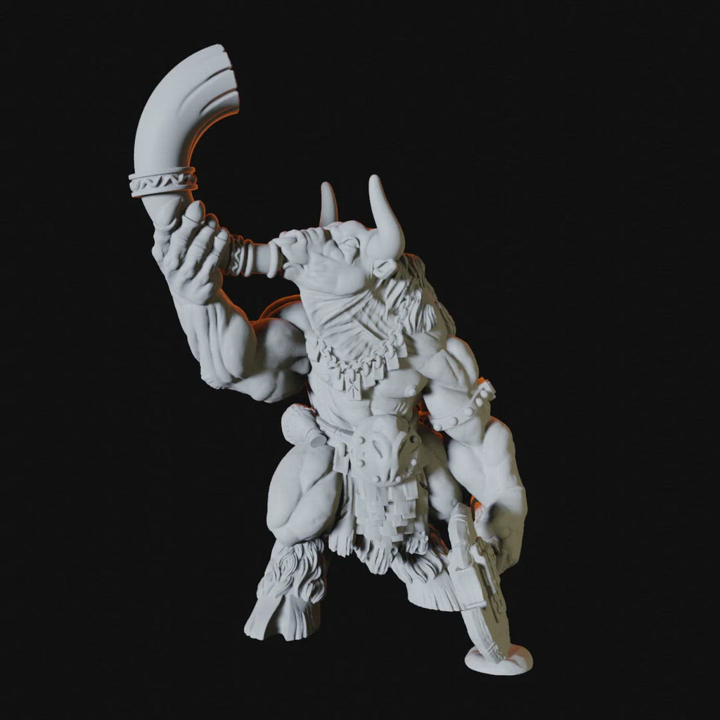 Horn Blowing Minotaur Miniature - Myth Forged