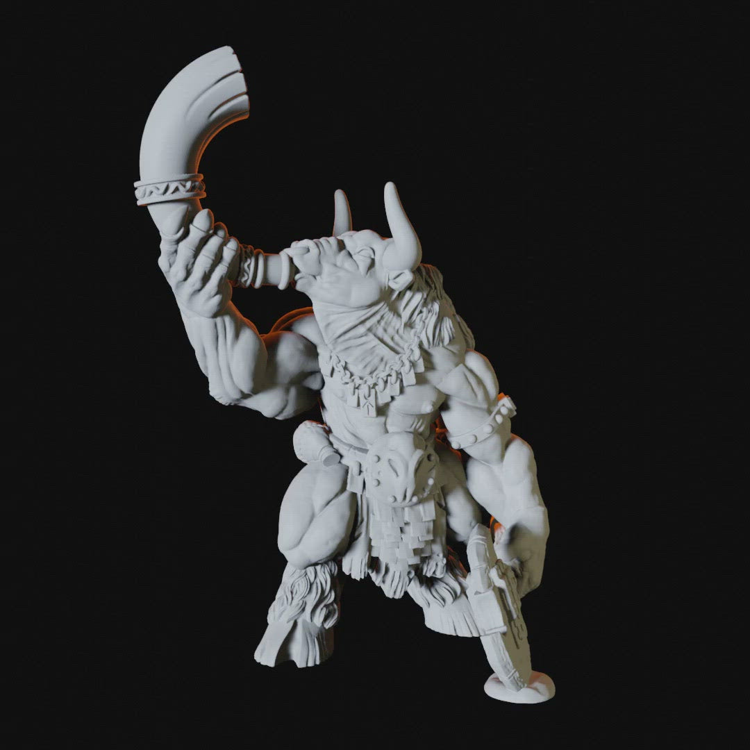 Horn Blowing Minotaur Miniature - Myth Forged