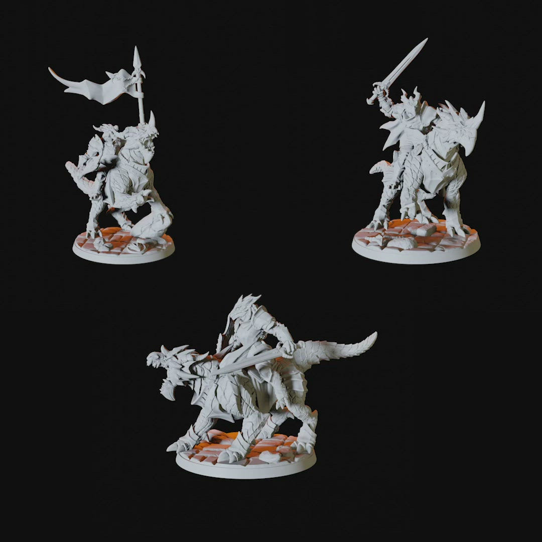 Three Dragonborn Rider Miniatures for Dungeons and Dragons - Myth Forged