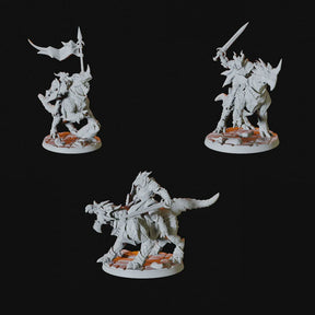 Three Dragonborn Rider Miniatures for Dungeons and Dragons - Myth Forged