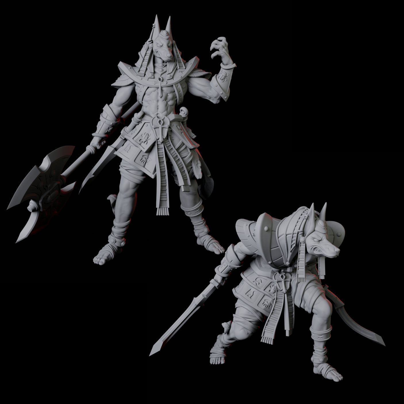Pair of Anubis Jackal Egyptian Gods
