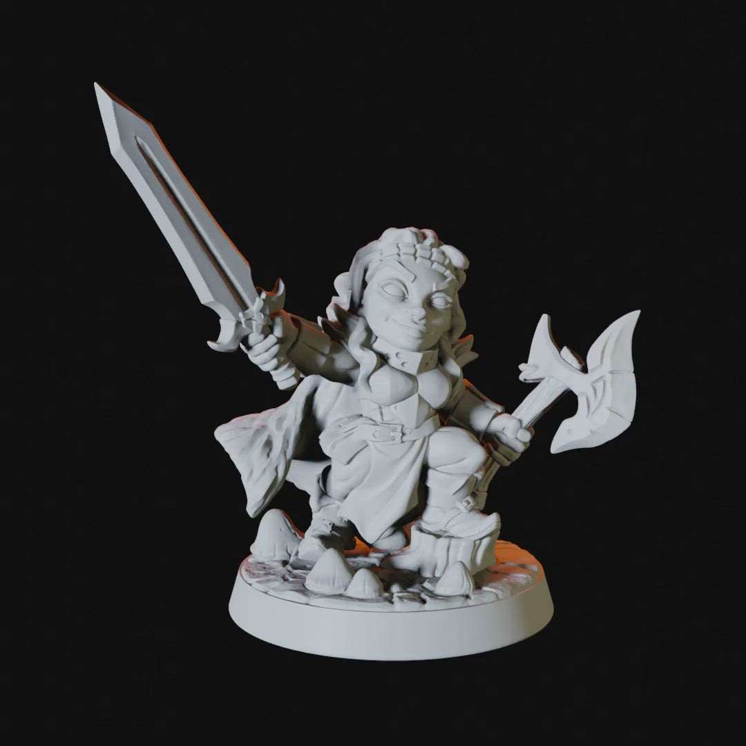Gnome Female Fighter Miniature for Dungeons and Dragons - Myth Forged