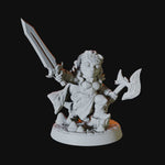 Gnome Female Fighter Miniature for Dungeons and Dragons - Myth Forged