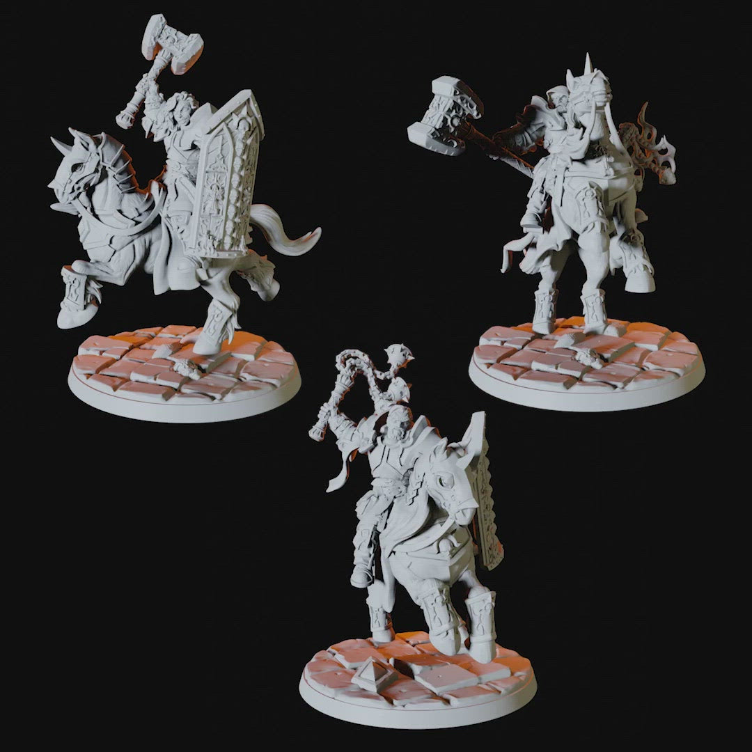Three Mounted Paladin Knight Miniatures for Dungeons and Dragons - Myth Forged