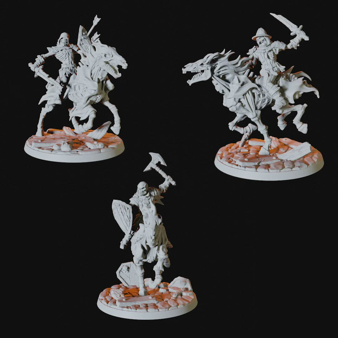 Three Undead Skeleton Rider Miniatures for Dungeons and Dragons - Myth Forged