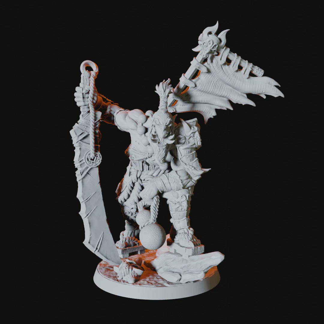 Japanese Inspired Orc Warchief Miniature for Dungeons and Dragons - Myth Forged
