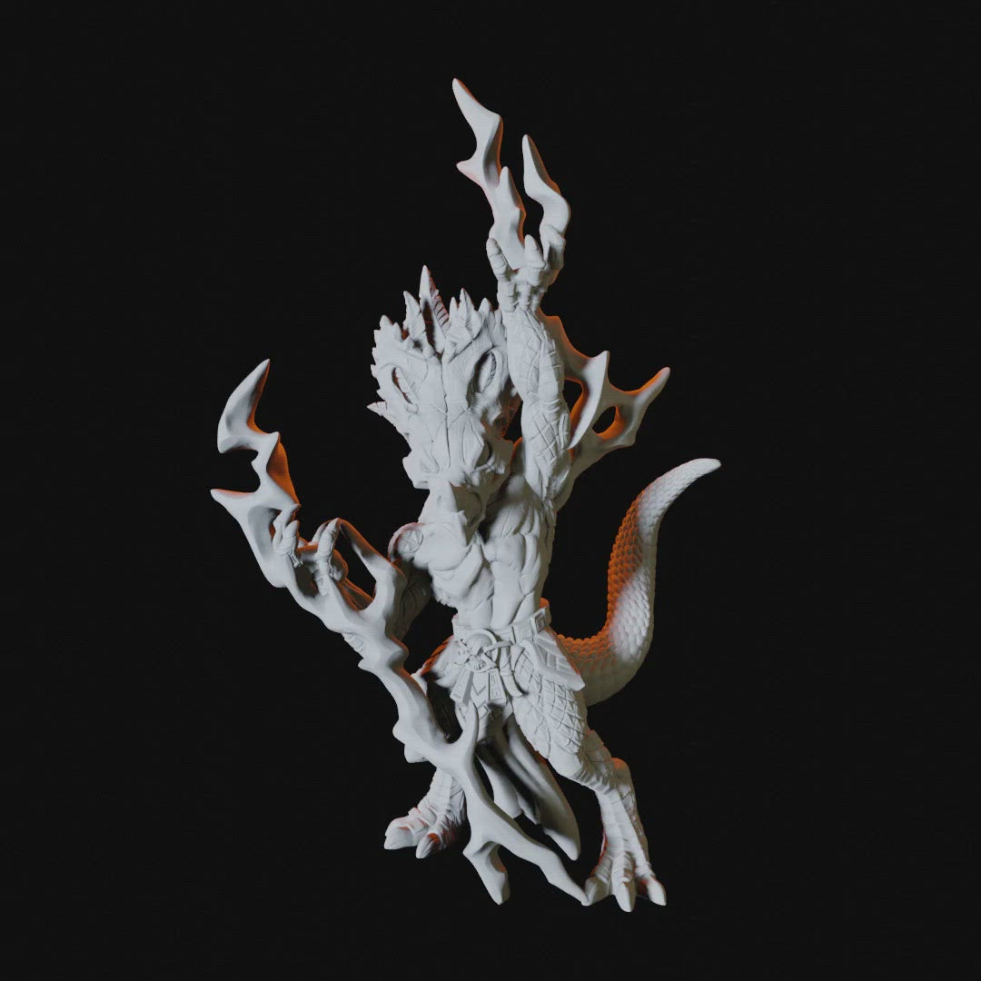 Lizardfolk Shaman Miniature for Dungeons and Dragons - Myth Forged