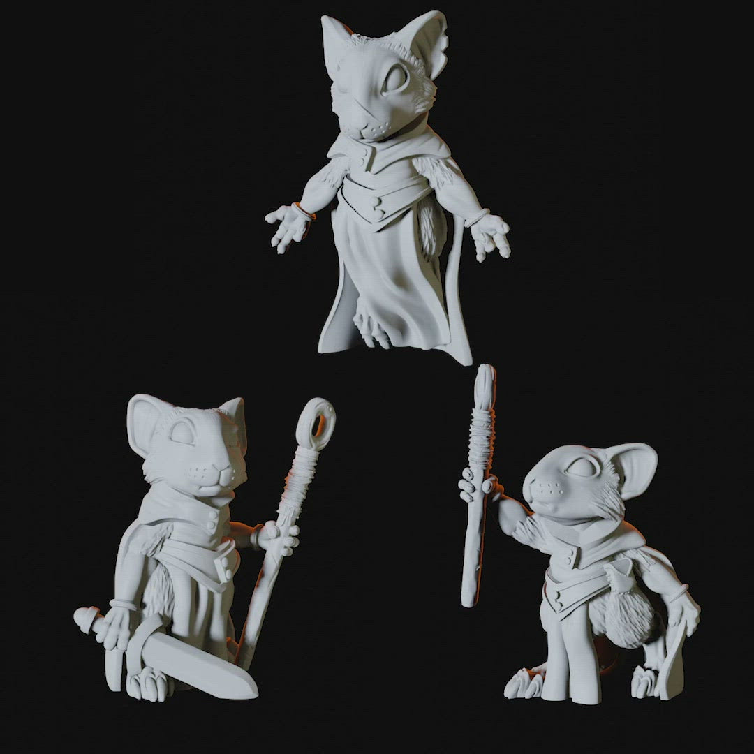 Three Mousling Clerics Miniatures for Dungeons and Dragons - Myth Forged