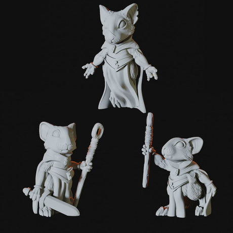 Three Mousling Clerics Miniatures for Dungeons and Dragons - Myth Forged