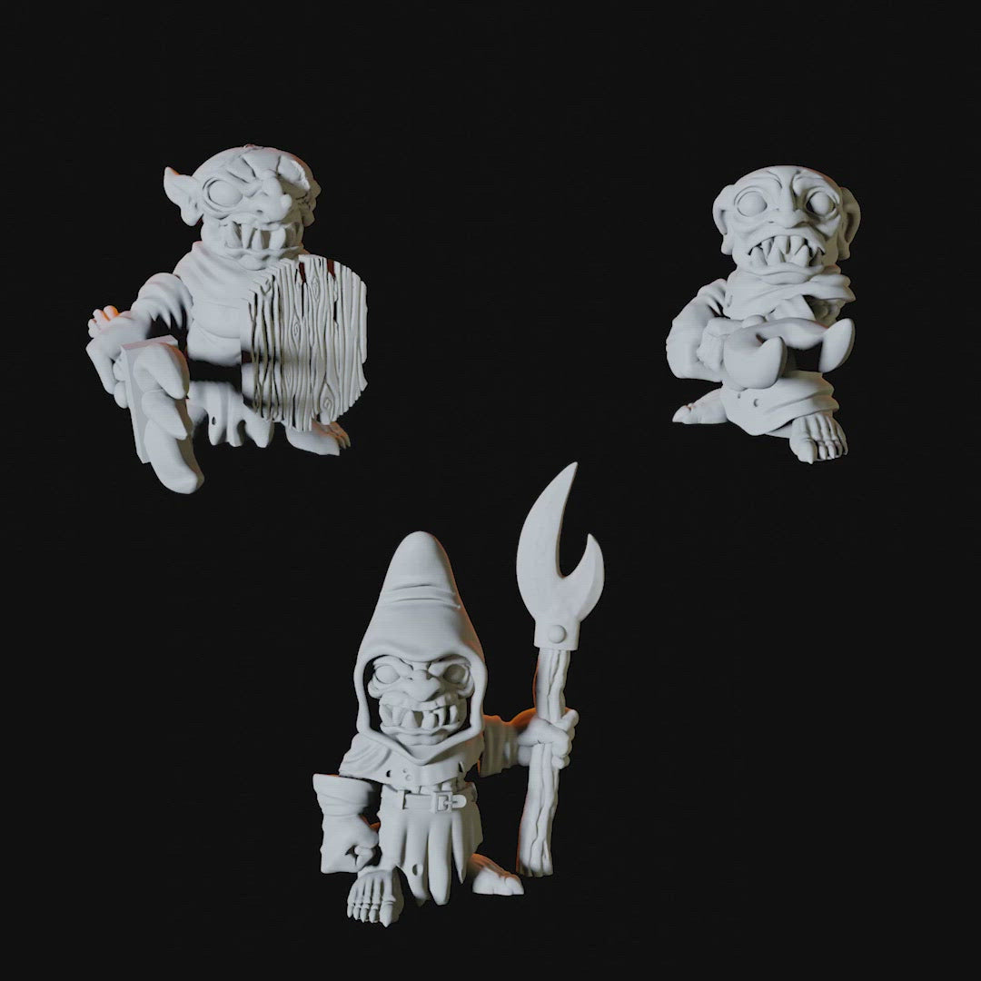 Three Goblin Shepherd Miniatures for Dungeons and Dragons - Myth Forged