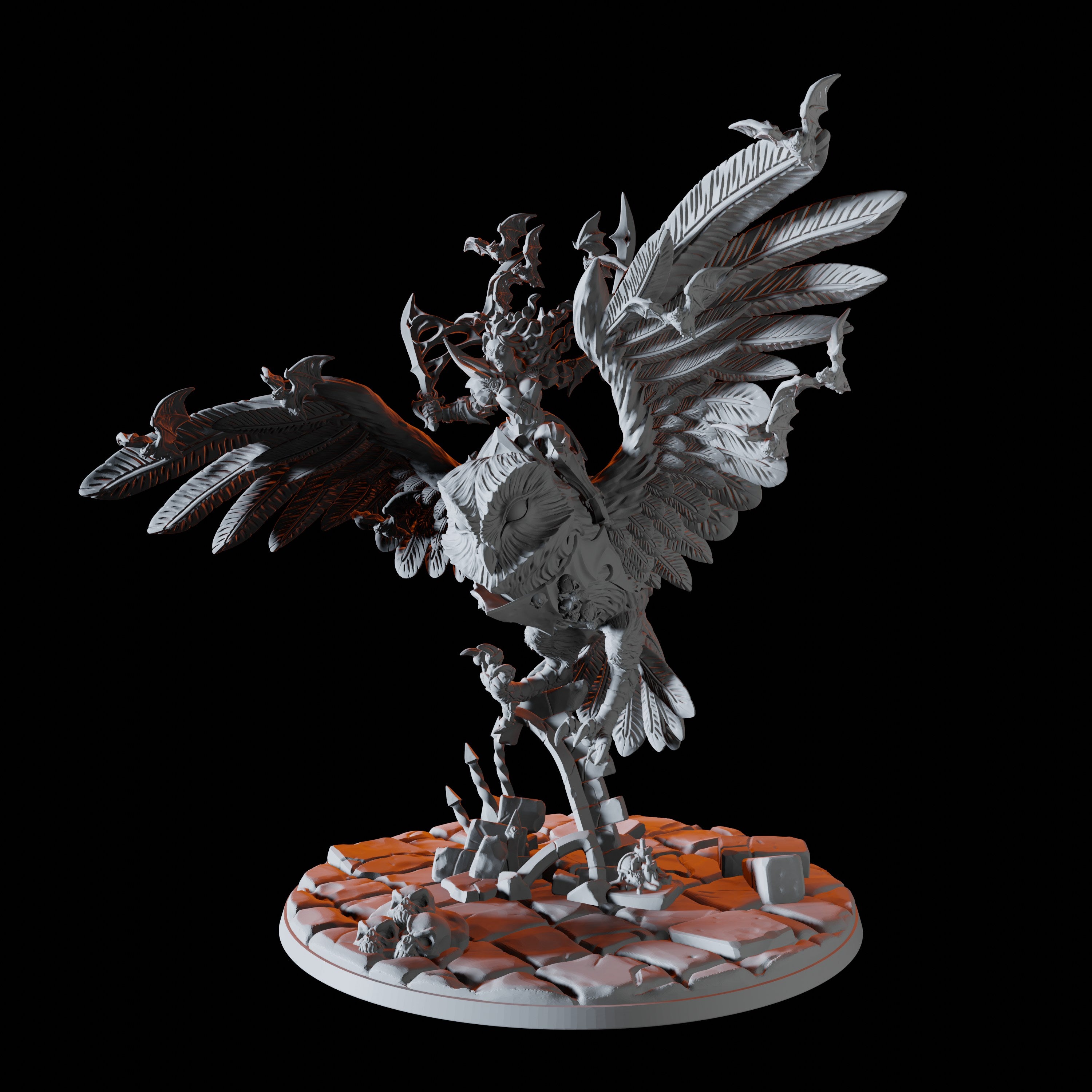 Vampire Riding Giant Owl Miniature for Dungeons and Dragons - Myth Forged